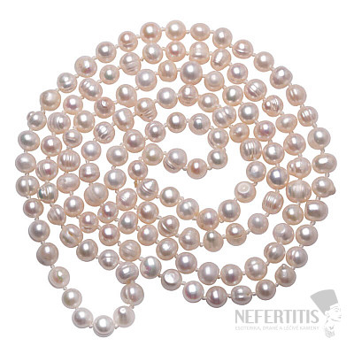 Exclusive women's pearl necklace made of white pearls 114 cm