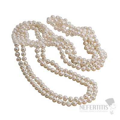 Luxusný dámsky perlový náhrdelník z bielych perál 158 cm