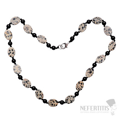Jaspis dalmatin a černý achát designový náhrdelník