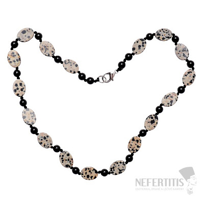 Dalmatian jasper and black agate designer necklace
