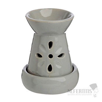 Keramik-Duftlampe, graue Blüten