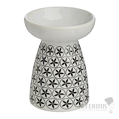 Duftlampe Keramik weiß Blumenmuster A