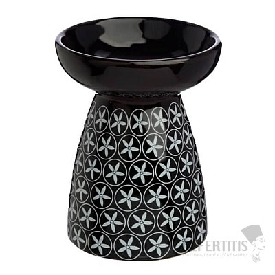 Duftlampe Keramik schwarz Blumenmuster B