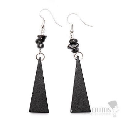 Obsidian fashion earrings with stones and wood