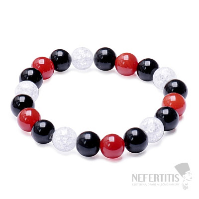 Cracked crystal, carnelian and obsidian bracelet RB Design 171