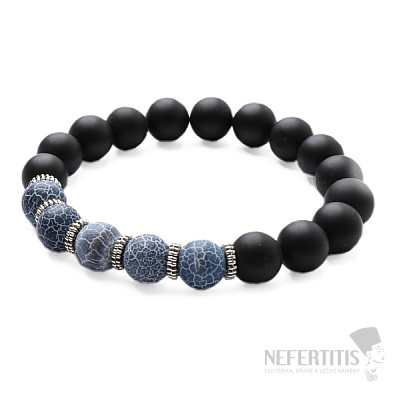 Obsidian mit blauem Achat Herrenarmband RB Design 47