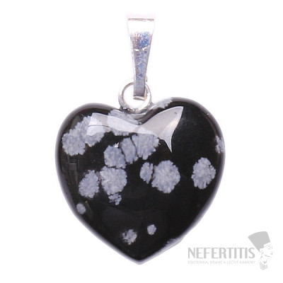 Obsidian snowflake heart shaped pendant