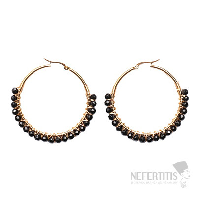 Onyx polished luxury circular stainless steel earrings