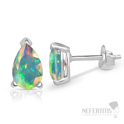Strieborné náušnice pecky s etiópskym opálom SBC-105-EOF