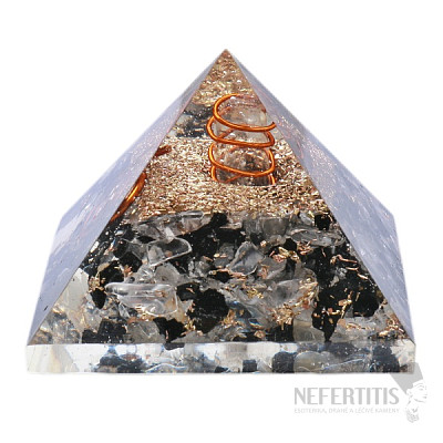Orgonit-Pyramidenkristall und Turmalin mit Kristallkristall