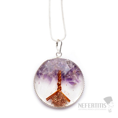Orgonite pendant Tree of life with amethyst