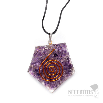 Orgonite pendant with amethyst pentagon