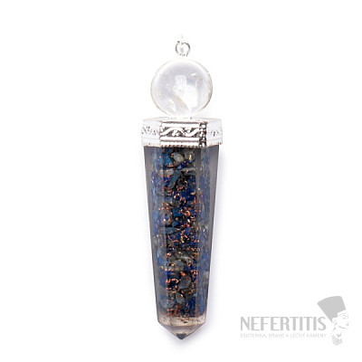 Orgonite pendant crystal with lapis lazuli and crystal