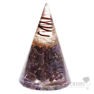 Orgonitpyramidenamethyst mit Kegelkristallkristall