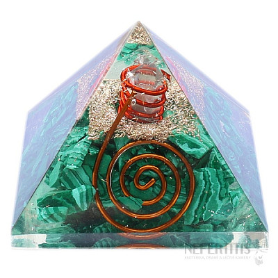 Orgonite pyramid with malachite and crystal crystal