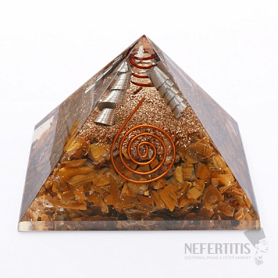 Orgonitpyramide mit Tigerauge und Kristallkristall