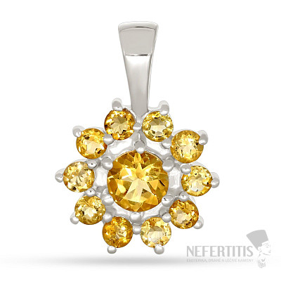 Silver pendant with citrine Rosette