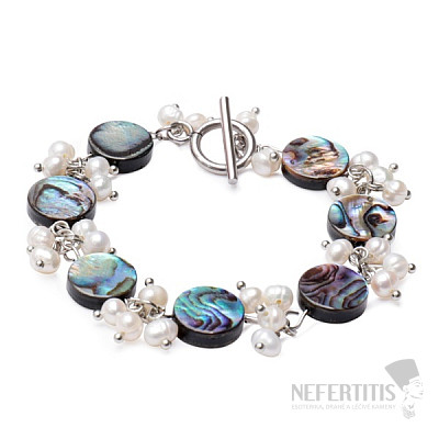 Paua abalon mother of pearl Wheels bracelet with beads