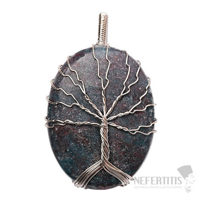 Zoisit pendant with the Tree of Life