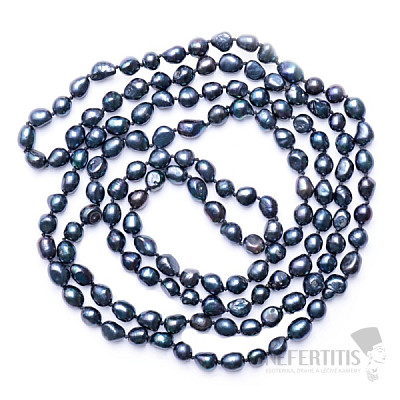 Dámský perlový náhrdelník černé perly 160 cm