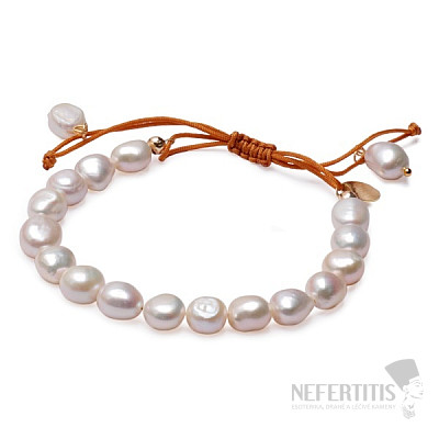 Women's pearl bracelet made of white pearls with Shamballa clasp