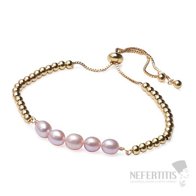 Perlový náramok s broskyňovými perlami sťahovacou