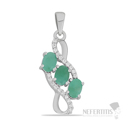 Silver pendant with cut emeralds and zircons Ag 925 016803 EM