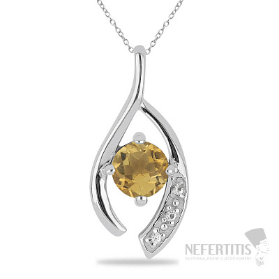 Silver pendant with cut citrine and zircons Ag 925 021831 CT