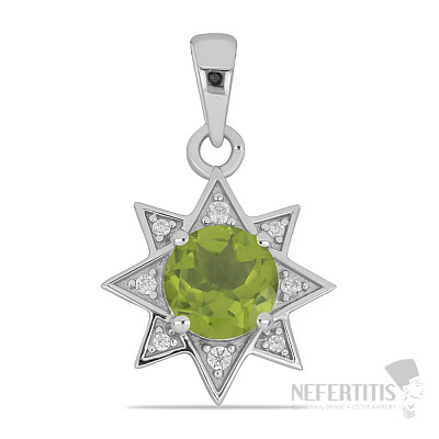 Silver pendant with cut olivine and zircons Ag 925 023185 PD