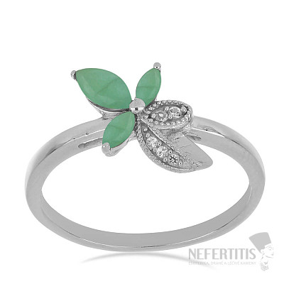 Prsten stříbrný s broušenými smaragdy a zirkony Ag 925 026097 EM