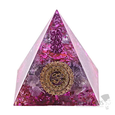Orgonite pyramid with amethyst Symbol Om