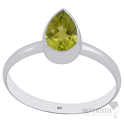 Silver ring with olivine