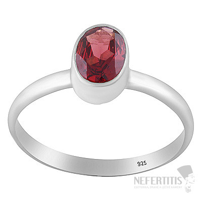 Silver ring with garnet
