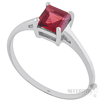 Silver ring with garnet