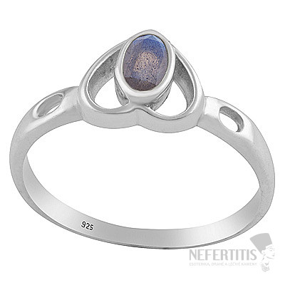 Silver ring with labradorite Heart