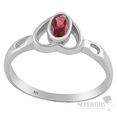 Silver ring with garnet Heart