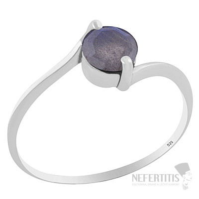 Silver ring with labradorite