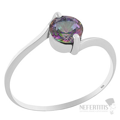 Silver ring with mystical topaz