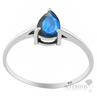 Silver ring with labradorite