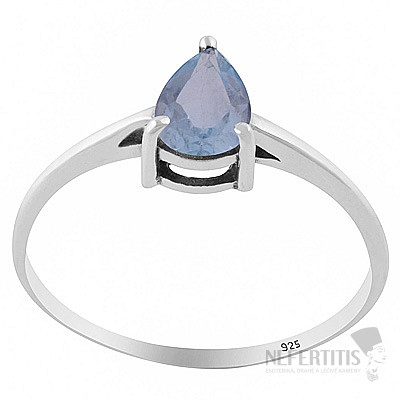 Silver ring with blue topaz