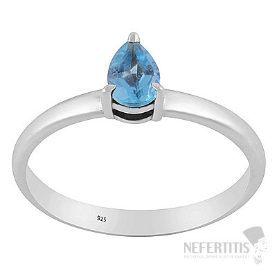 Silver ring with Swiss Blue topaz