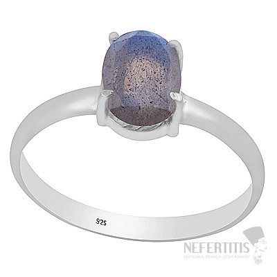 Silver ring with labradorite
