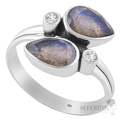 Silver ring with labradorite