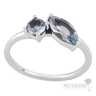 Silver ring with blue topaz