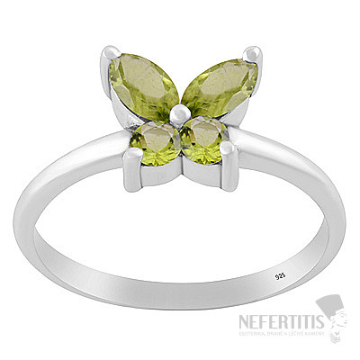 Silver ring with olivine