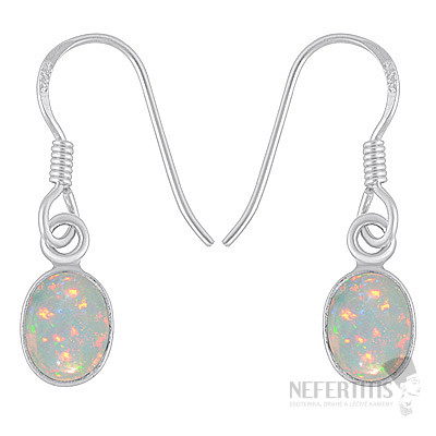 Silver dangle earrings with Ethiopian opal