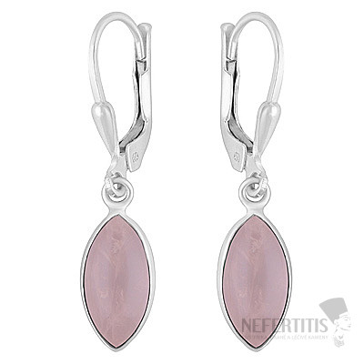 Silver dangle earrings with rose quartz