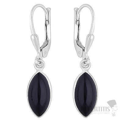 Silberne Hängeohrringe mit Onyx