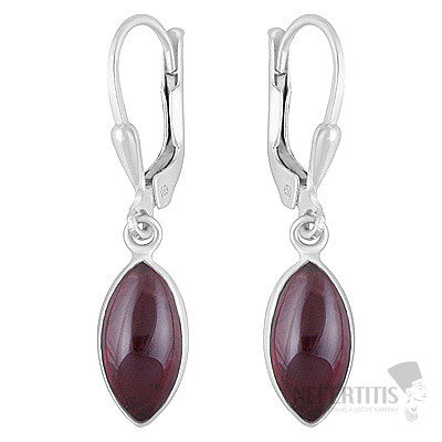 Silver dangle earrings with garnet