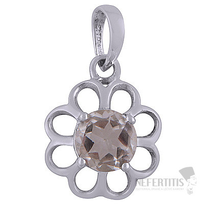 Silberanhänger mit grünem Amethyst (Prasiolith) in Form einer Blume